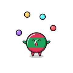 the maldives flag circus cartoon juggling a ball