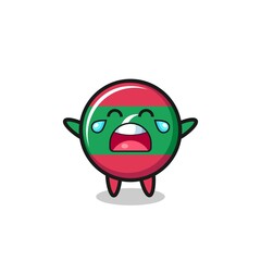 the illustration of crying maldives flag cute baby