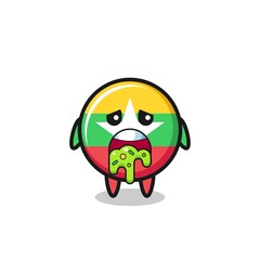 the cute myanmar flag character with puke