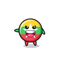 myanmar flag cartoon with very excited pose