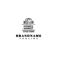 farmers market logo cartoon icon design template black vector illustration