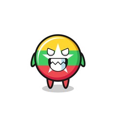 evil expression of the myanmar flag cute mascot character