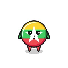 the bored expression of cute myanmar flag characters