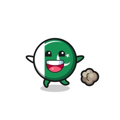 the happy pakistan flag cartoon with running pose