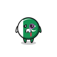 injured pakistan flag character with a bruised face