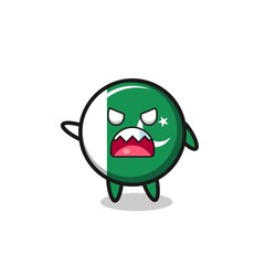 cute pakistan flag cartoon in a very angry pose