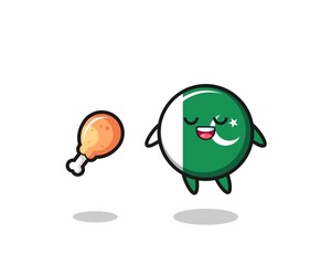 cute pakistan flag floating and tempted because of fried chicken