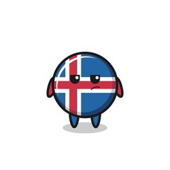 cute iceland flag character with suspicious expression