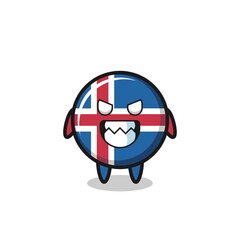 evil expression of the iceland flag cute mascot character