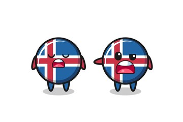illustration of the argue between two cute iceland flag characters