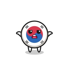 south korea flag mascot character saying I do not know