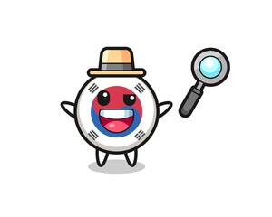 illustration of the south korea flag mascot as a detective who manages to solve a case