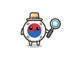 the mascot of cute south korea flag as a detective
