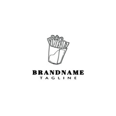 french fries cartoon logo icon design template black isolated vector illustration