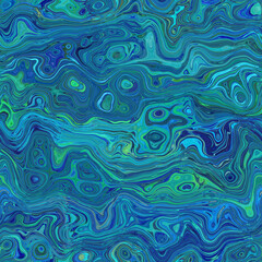 Aegean teal mottled swirl marble nautical texture background. Summer coastal living style home decor. Liquid fluid blue water flow effect dyed textile seamless pattern.
