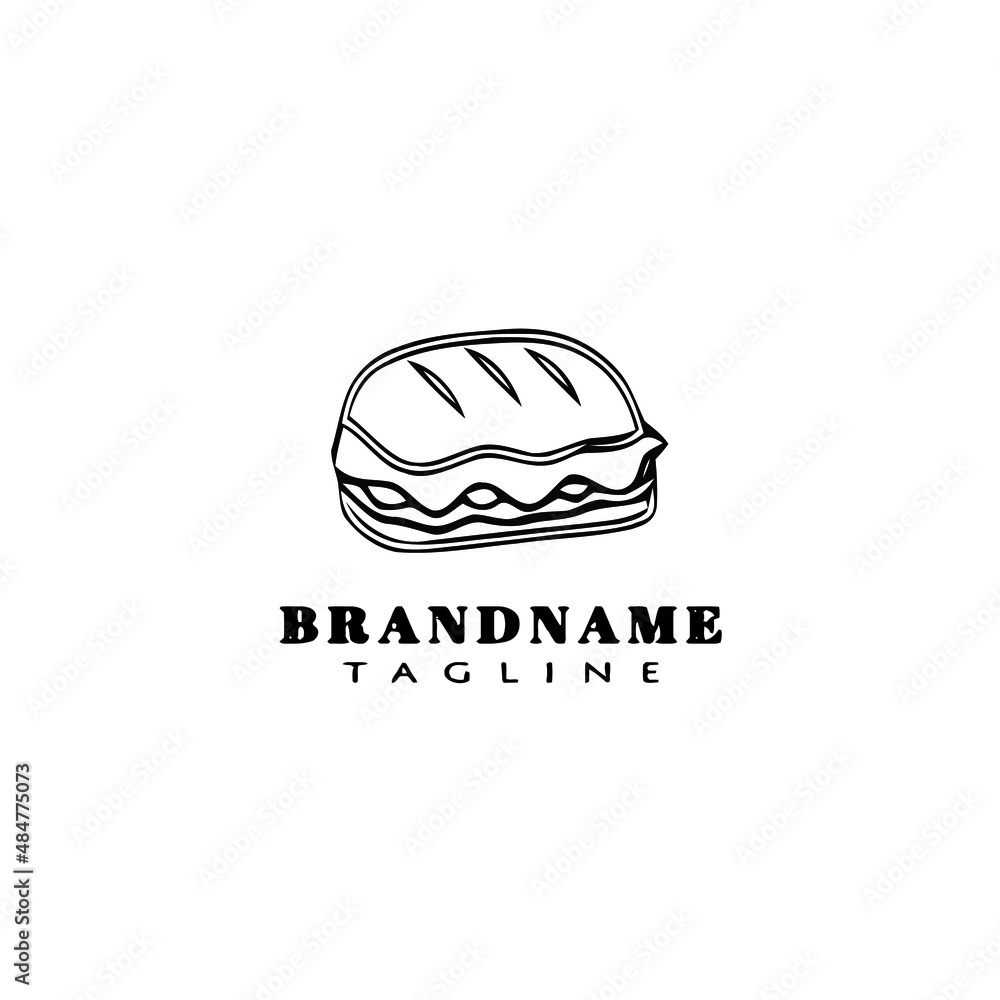 Wall mural sandwich cartoon logo icon design template black isolated illustration