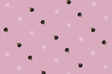 Colorful fruit pattern of fresh figs on pink background. Top view. Flat lay. Pop art design