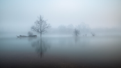 misty morning by the river
