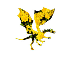 Dragon Animal Sunflowers Icon Logo Symbol illustration
