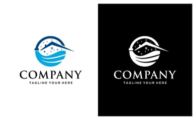 Home Clean Creative Concept Logo Design Template. on a black and white background.