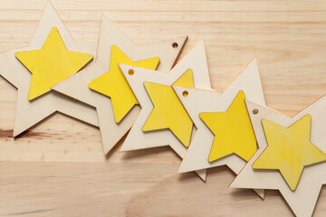 wooden stars on a wooden surface