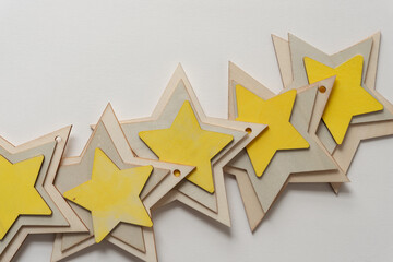 wooden stars on paper