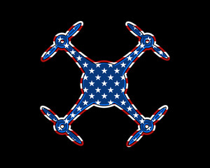 Drone, unmanned aerial vehicle USA Flag, United States of America Icon Logo Symbol illustration
