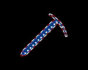 Climber Mountains Pick tool USA Flag, United States of America Icon Logo Symbol illustration