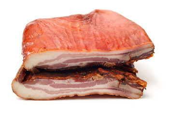 dry cured meat on white background