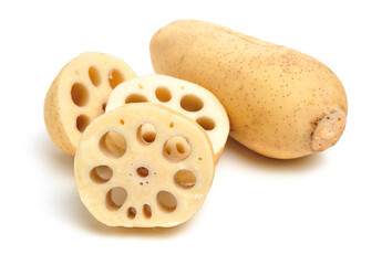 Lotus root on the white background