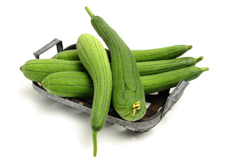 fresh loofah on the white background 