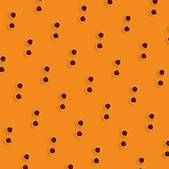 Colorful fruit pattern of fresh grapefruits slices on orange background. Top view. Flat lay. Pop art design
