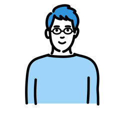笑顔のメガネをかけた若い男性
