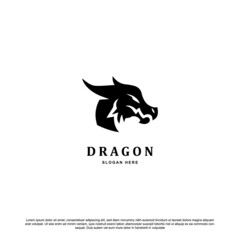 Silhouette dragon head logo design