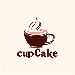 Bakery logo design with whipped cream on a cup 