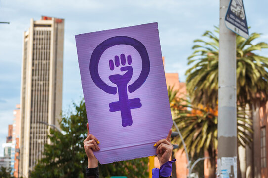 Feminist march in Bogotá Colombia on March 8, 2021