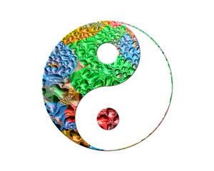 Yinyang Taoism, Yin Yang Colorful Water Rain Drops Icon Logo illustration
