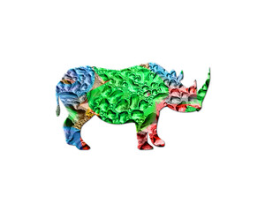 Rhino Rhinoceros Colorful Water Rain Drops Icon Logo illustration
