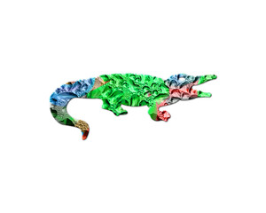 Crocodile Alligator Colorful Water Rain Drops Icon Logo illustration
