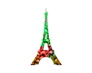 Fototapeta na wymiar Eiffel Tower Paris, France Colorful Water Rain Drops Icon Logo illustration 