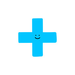 Illustration of four arithmetic symbol mascot character (white background, vector, cut out)