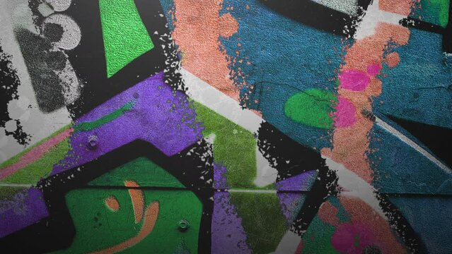 Street graffiti on wall of building in city, motion urban and hipster style background
