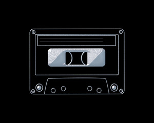 Retro Vintage Cassette Tape symbol White Sculpture icon logo illustration