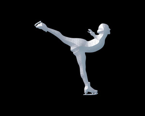 Fototapeta na wymiar Ice Skating female symbol White Sculpture icon logo illustration