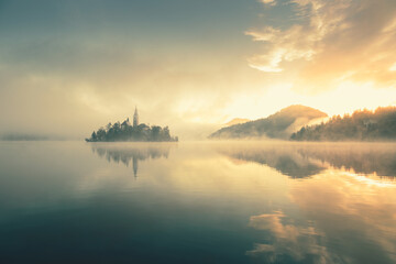 Dramatic Sunrise On Lake Bled