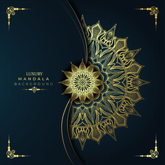 Luxury mandala background with golden arabesque pattern Arabic Islamic east style ornamental. Decorative design for wedding, invitation card	 