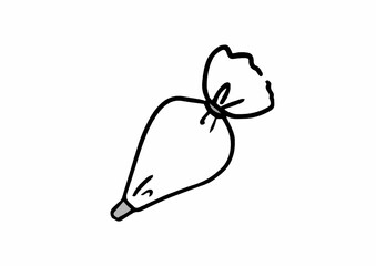 絞り袋の手描きイラストモノクロ