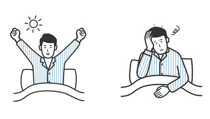 朝起きる男性の表情セット