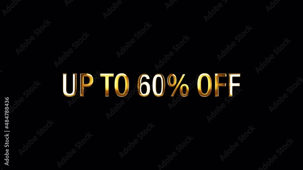 Poster up to 60 percent golden text banner loop animation isolated word using quicktime alpha channel prore