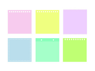 Set of colorful and cute notes, memo, paper, stickers and deco frames.